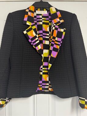 Vintage Designer Blazer by  Stanley Plato & Martin Ross Black Multi Colored